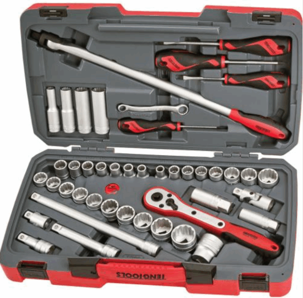 Teng 44pc 1/2in Dr. Metric & AF Socket Set