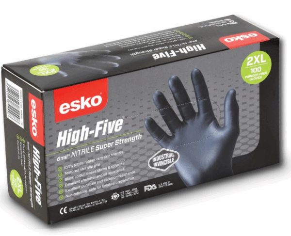 Esko High Five Industrial Black Nitrile Glove 2XL