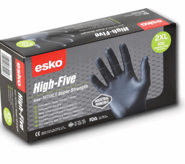 Esko High Five Industrial Black Nitrile Glove L