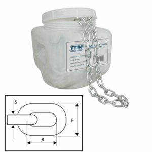 ITM Regular Link Chain-Electric Galv-25kg Drum-4mm Body
