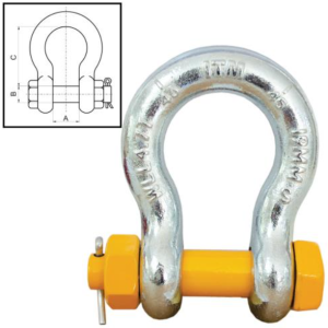 ITM Bow Shackle-Yellow Pin GS Safety Pin-4.7 Ton 19mm Body